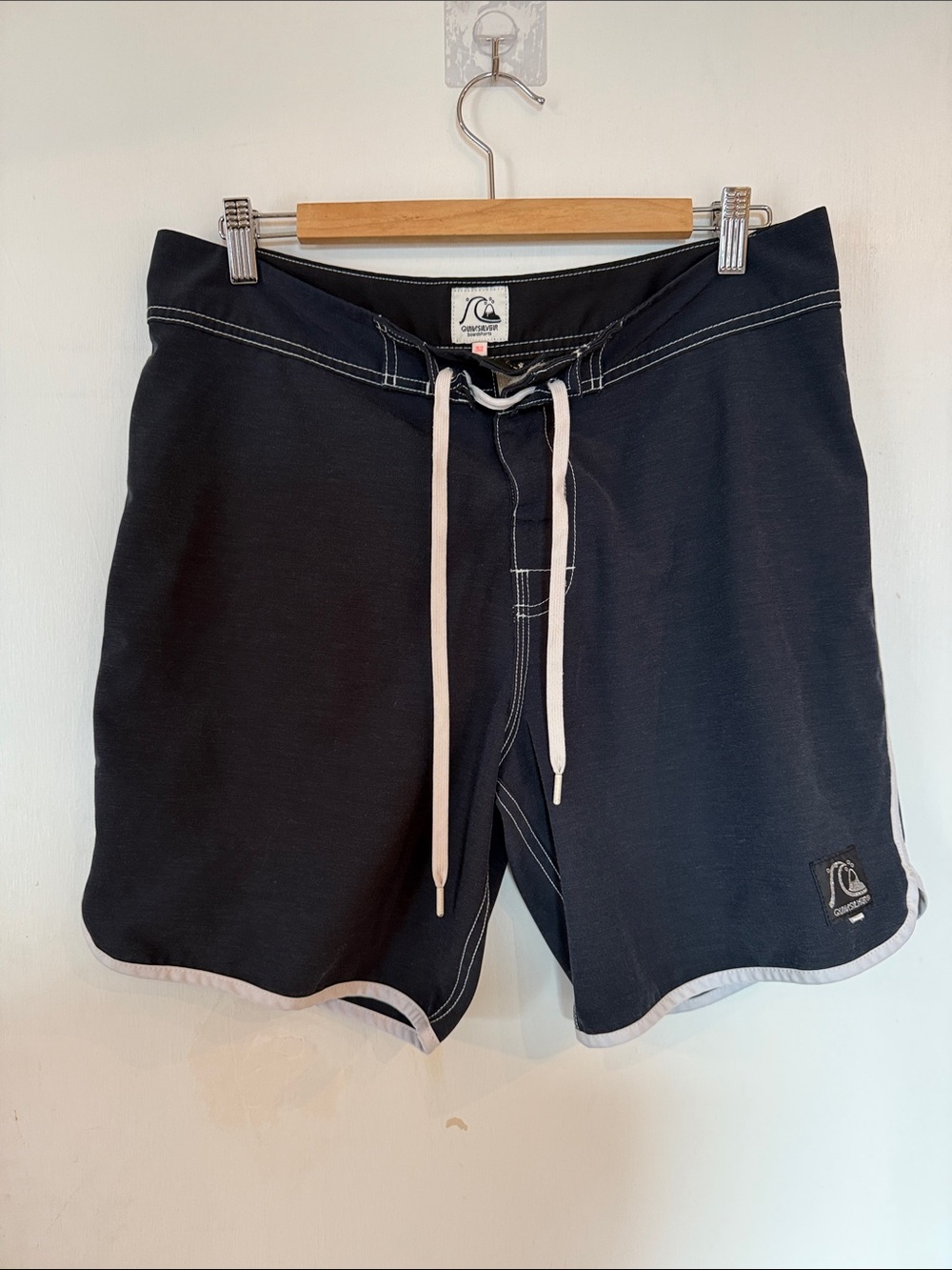 Quiksilver Black Board Swim Shorts with White Trim Stretch | Men’s 32